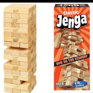 Classic Wooden Jenga Game – 54 Solid Blocks for Kids & Family Fun