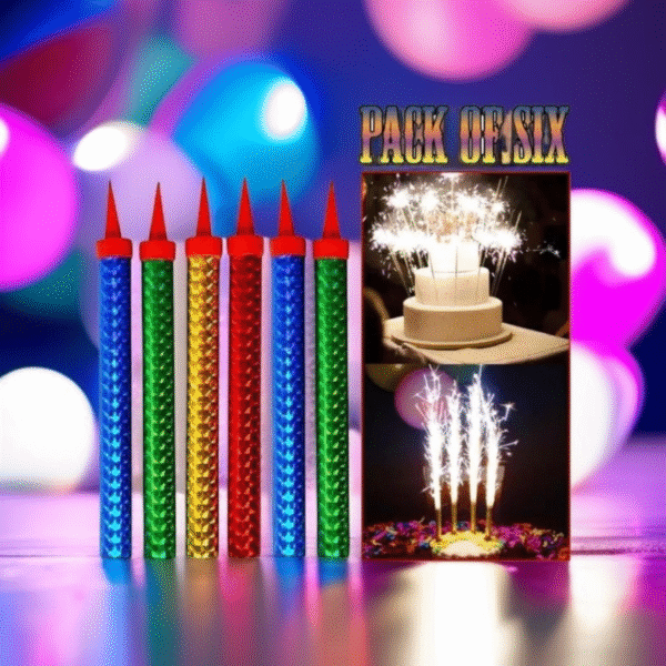 6 pcs Colorful Sparkling Candles 15 cm