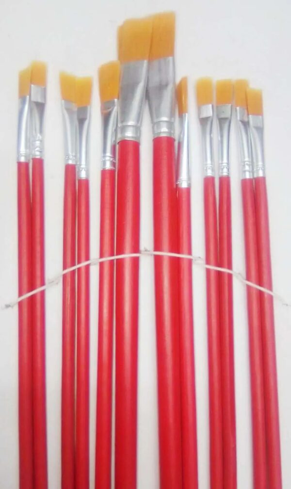 Pack of 12 Paint Brushes - Red Set