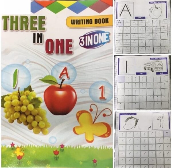 Three in One Writing Book , English, Numbers & Urdu for Kids