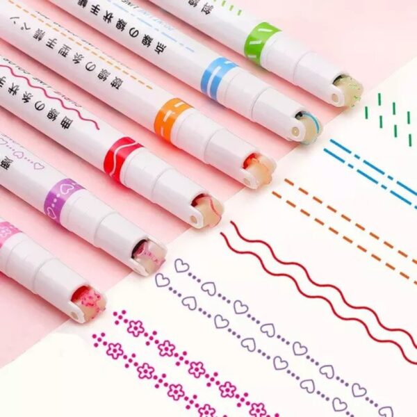Curve Line Color Pen , Pack of 6 pcs - Image 4