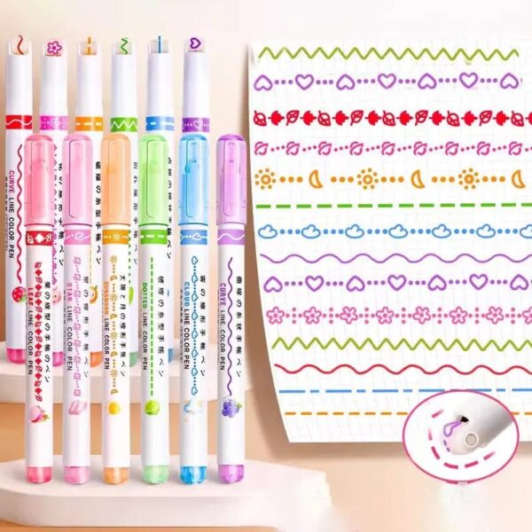 Curve Line Color Pen , Pack of 6 pcs - Image 7