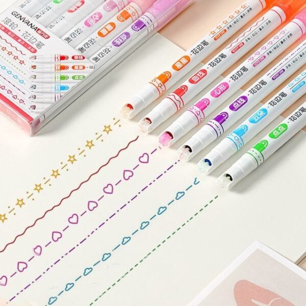 Curve Line Color Pen , Pack of 6 pcs - Image 6